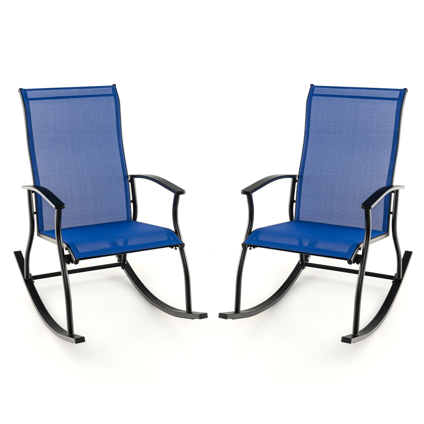 Outdoor Rocking Chairs Set of 2 with Breathable Backrest