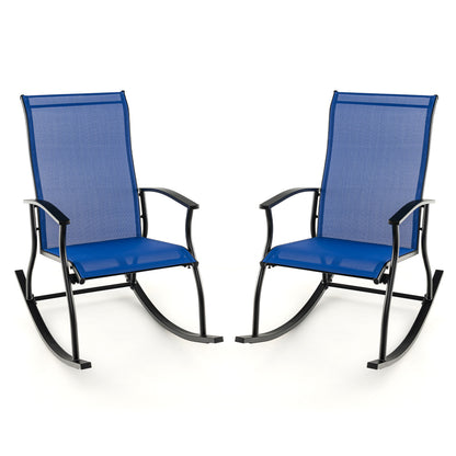 Outdoor Rocking Chairs Set of 2 with Breathable Backrest