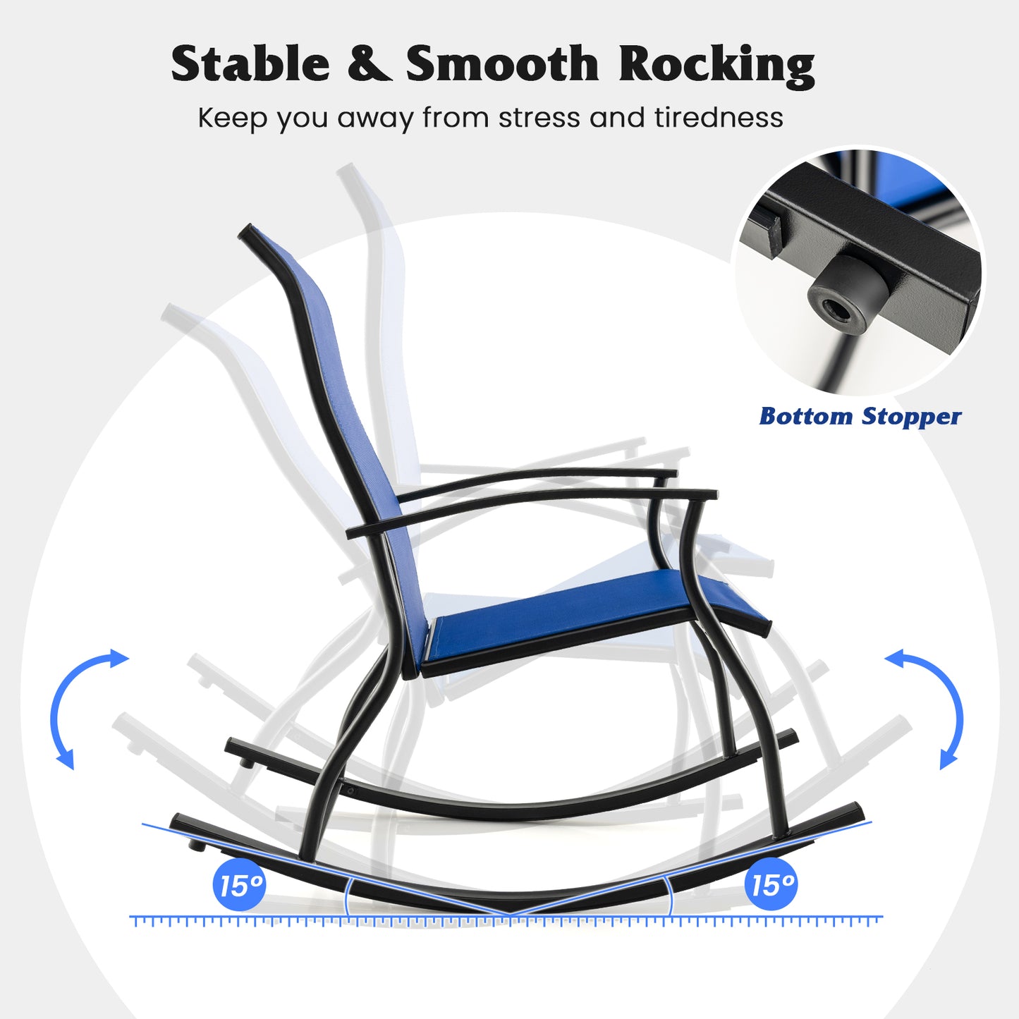 Outdoor Rocking Chairs Set of 2 with Breathable Backrest