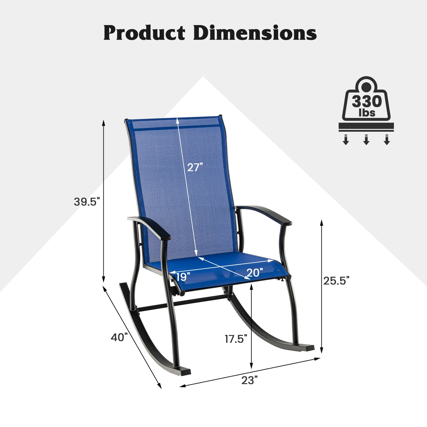 Outdoor Rocking Chairs Set of 2 with Breathable Backrest