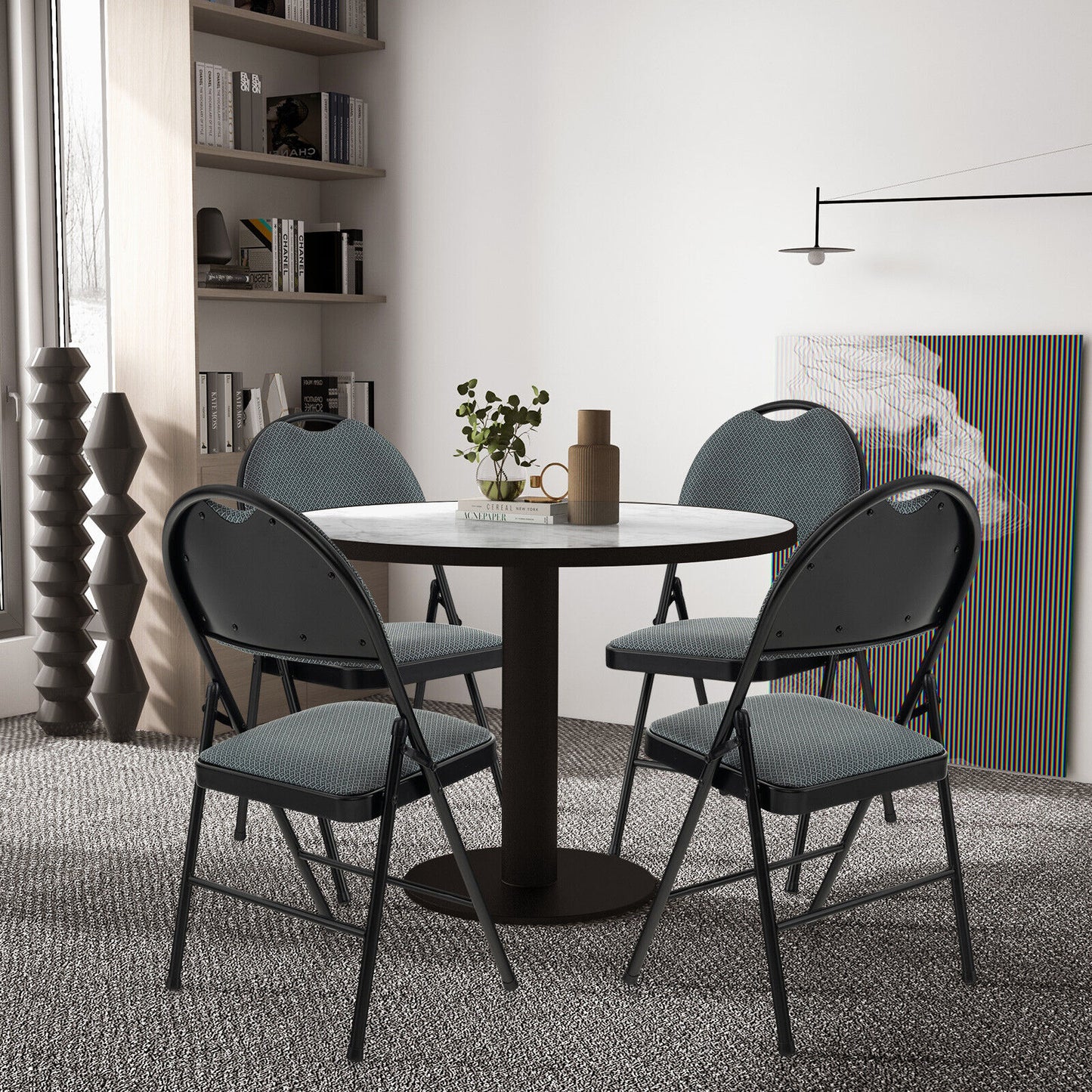 Padded Folding Conference Chair with Backrest - Gray