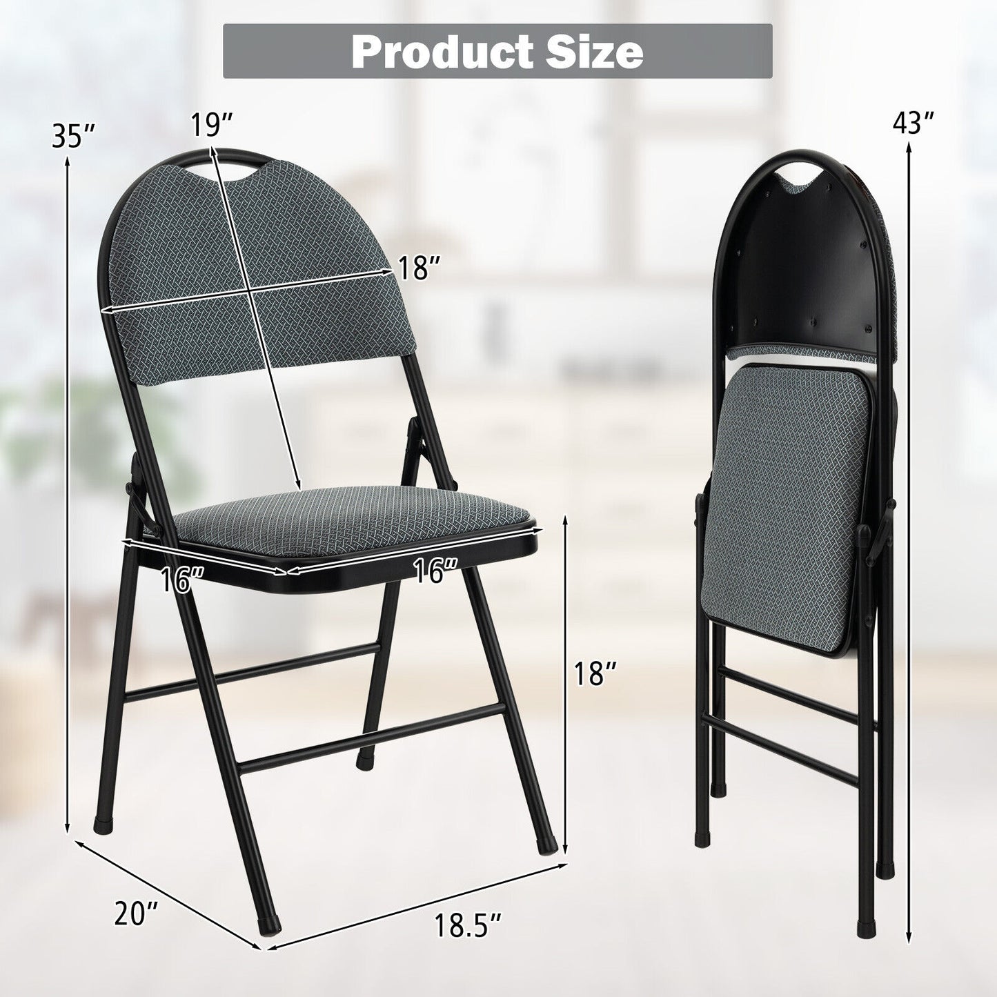 Padded Folding Conference Chair with Backrest - Gray