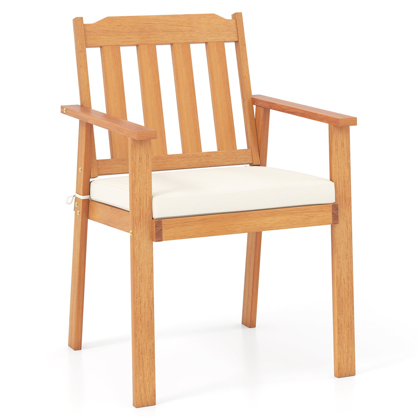Acacia Wood Patio Dining Chairs Set of 2 with Cushions