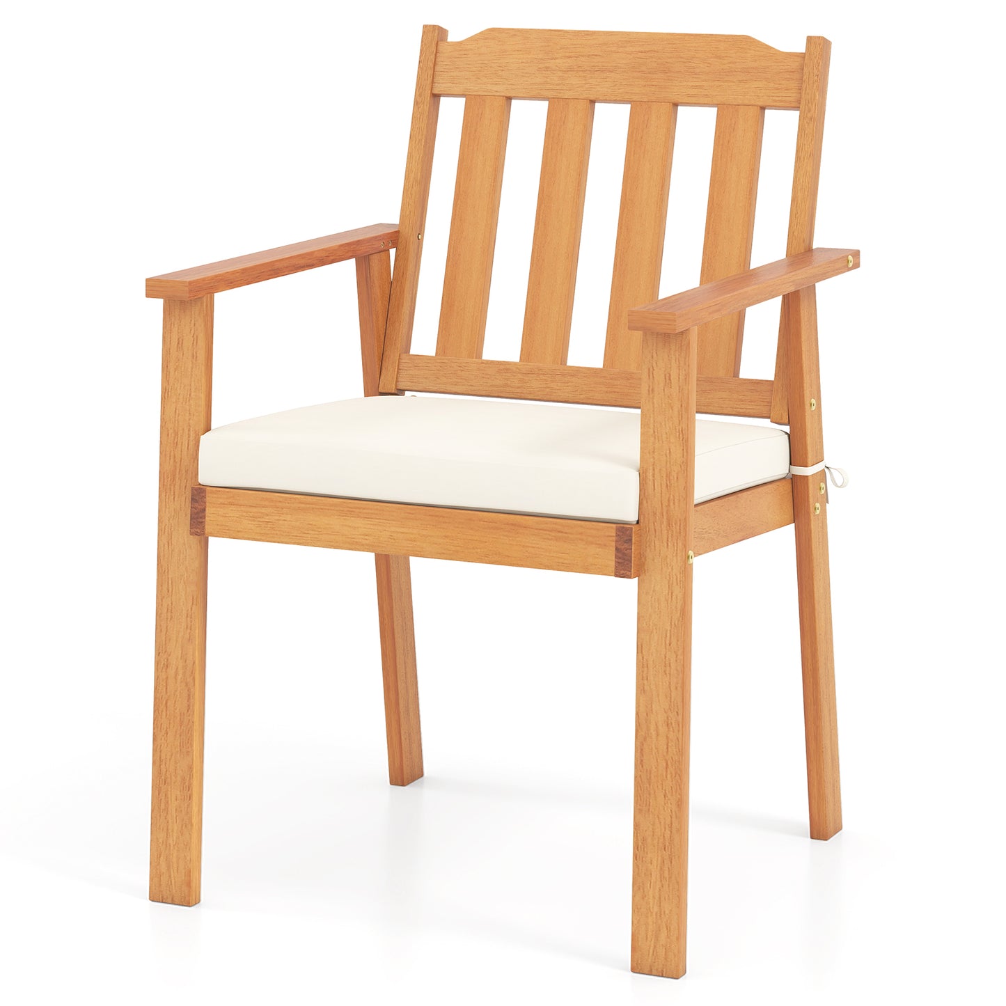 Acacia Wood Patio Dining Chairs Set of 2 with Cushions