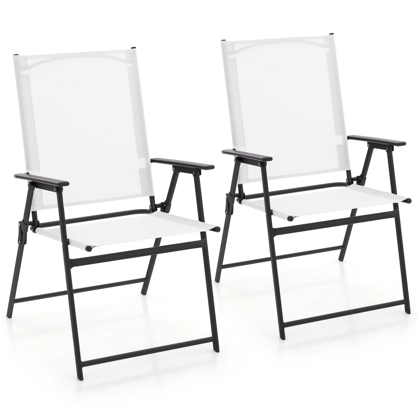 Folding Patio Dining Chairs with Armrests - Set of 2