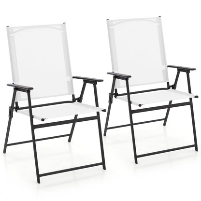 Folding Patio Dining Chairs with Armrests - Set of 2