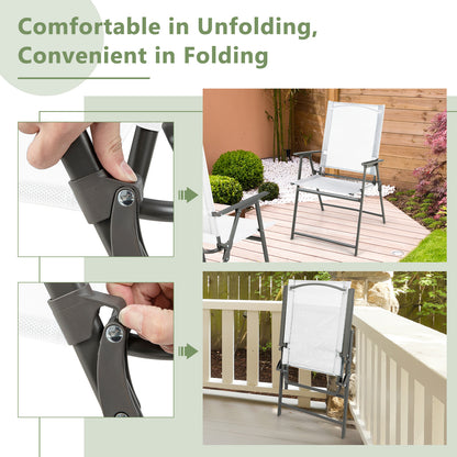 Folding Patio Dining Chairs with Armrests - Set of 2