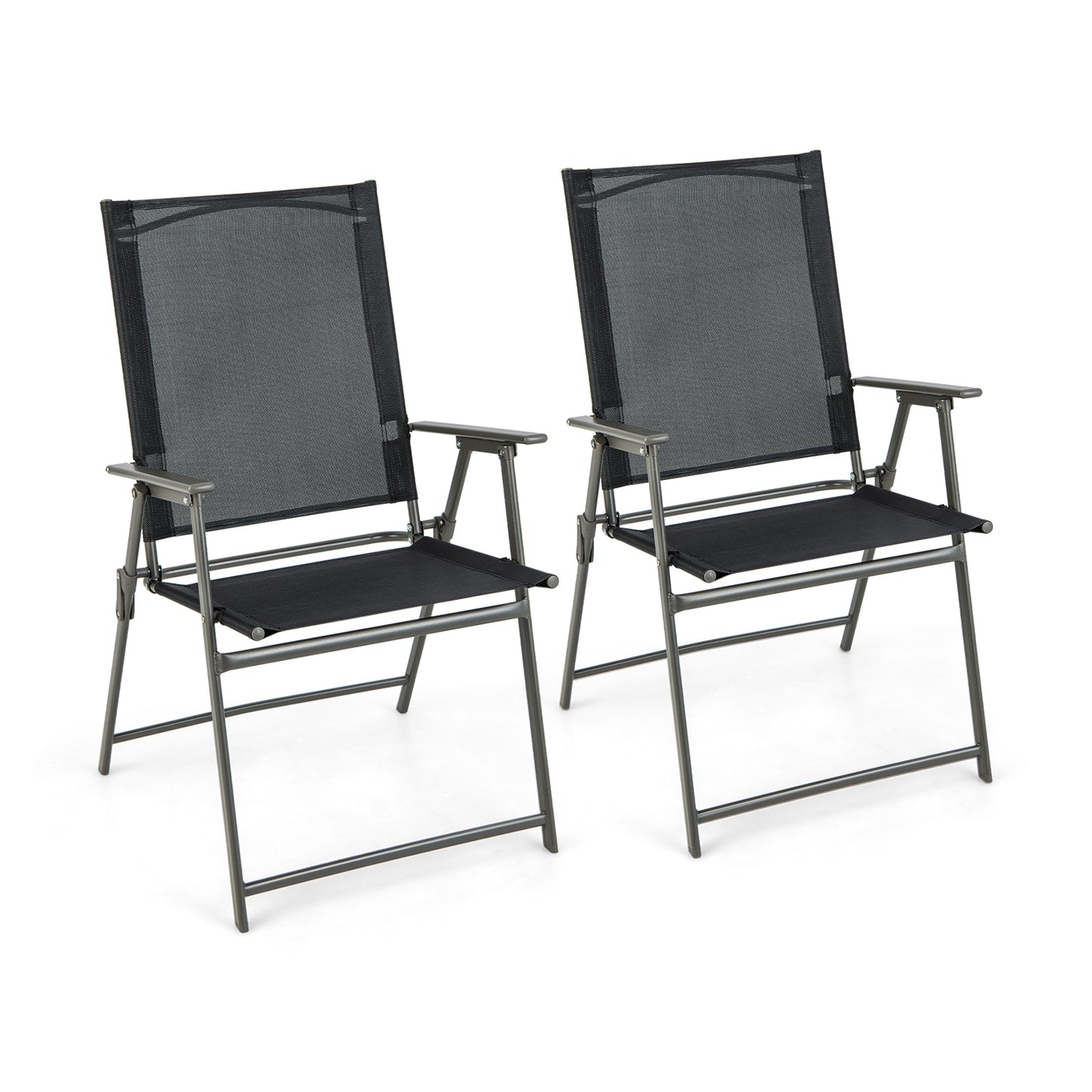 Folding Patio Dining Chairs with Armrests - Set of 2