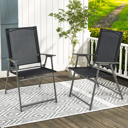 Folding Patio Dining Chairs with Armrests - Set of 2