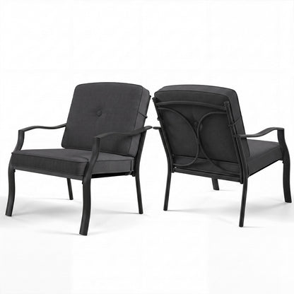 Patio Metal Dining Chairs with Cushions, Set of 2