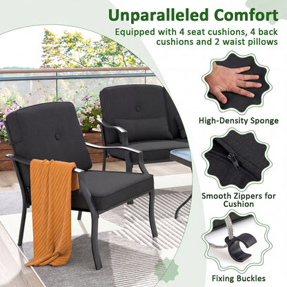 Patio Metal Dining Chairs with Cushions, Set of 2