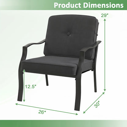 Patio Metal Dining Chairs with Cushions, Set of 2