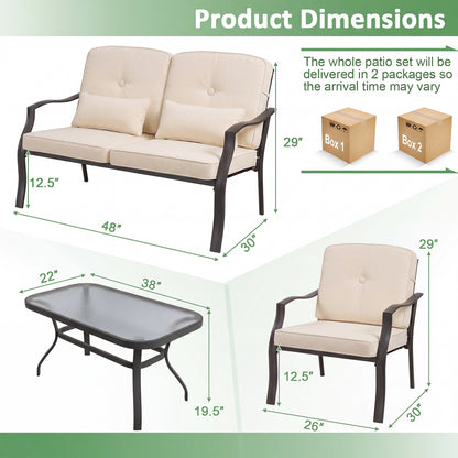 Patio Metal Dining Chairs with Cushions, Set of 2