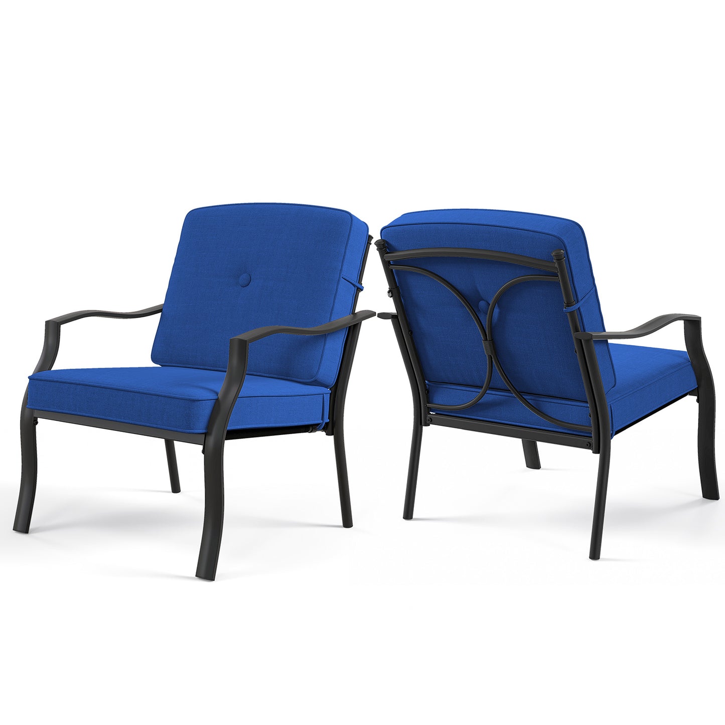 Patio Metal Dining Chairs with Cushions, Set of 2