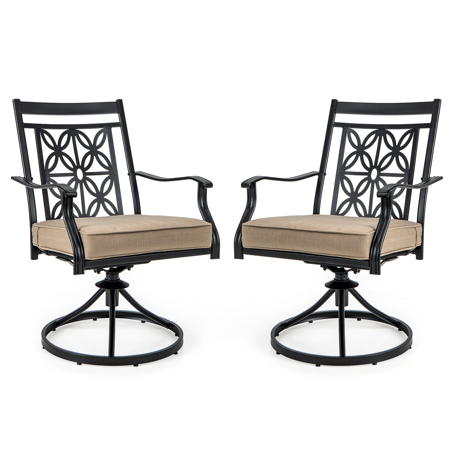 Patio Swivel Dining Chairs Set of 2 with Cushions