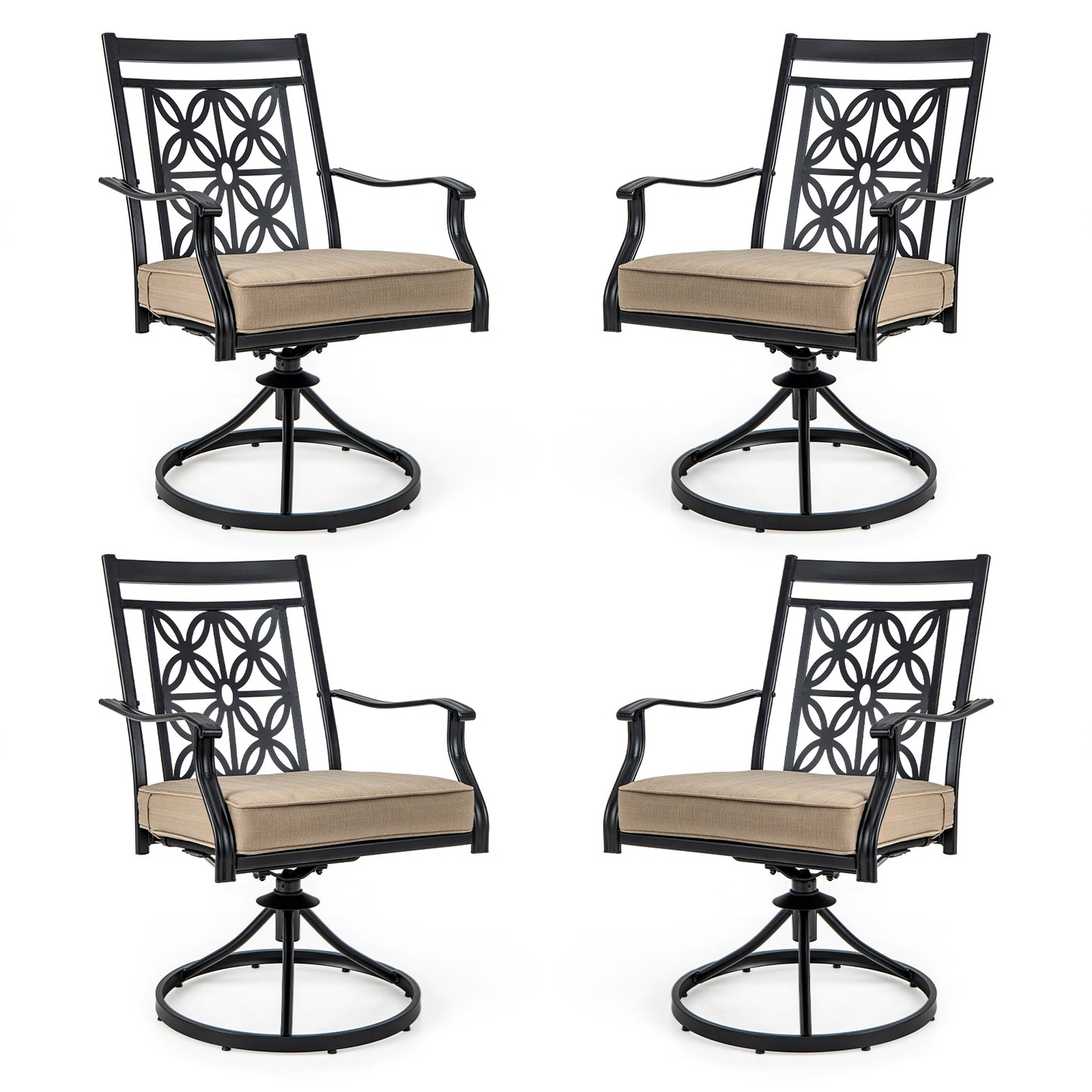 Patio Swivel Dining Chairs Set of 2 with Cushions