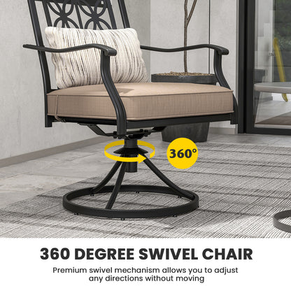 Patio Swivel Dining Chairs Set of 2 with Cushions