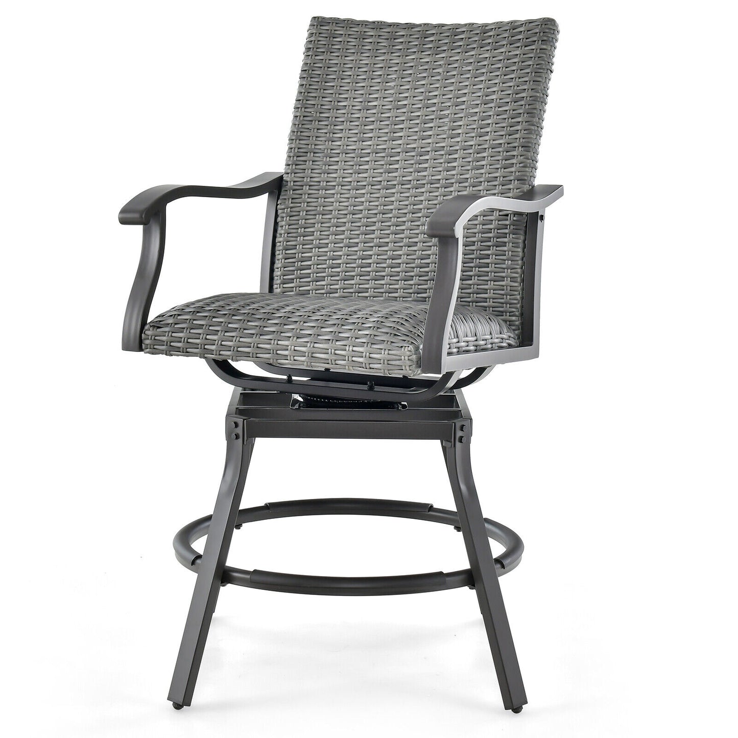 Swivel Patio Bar Chairs Set of 2 with Quick Dry Cushions
