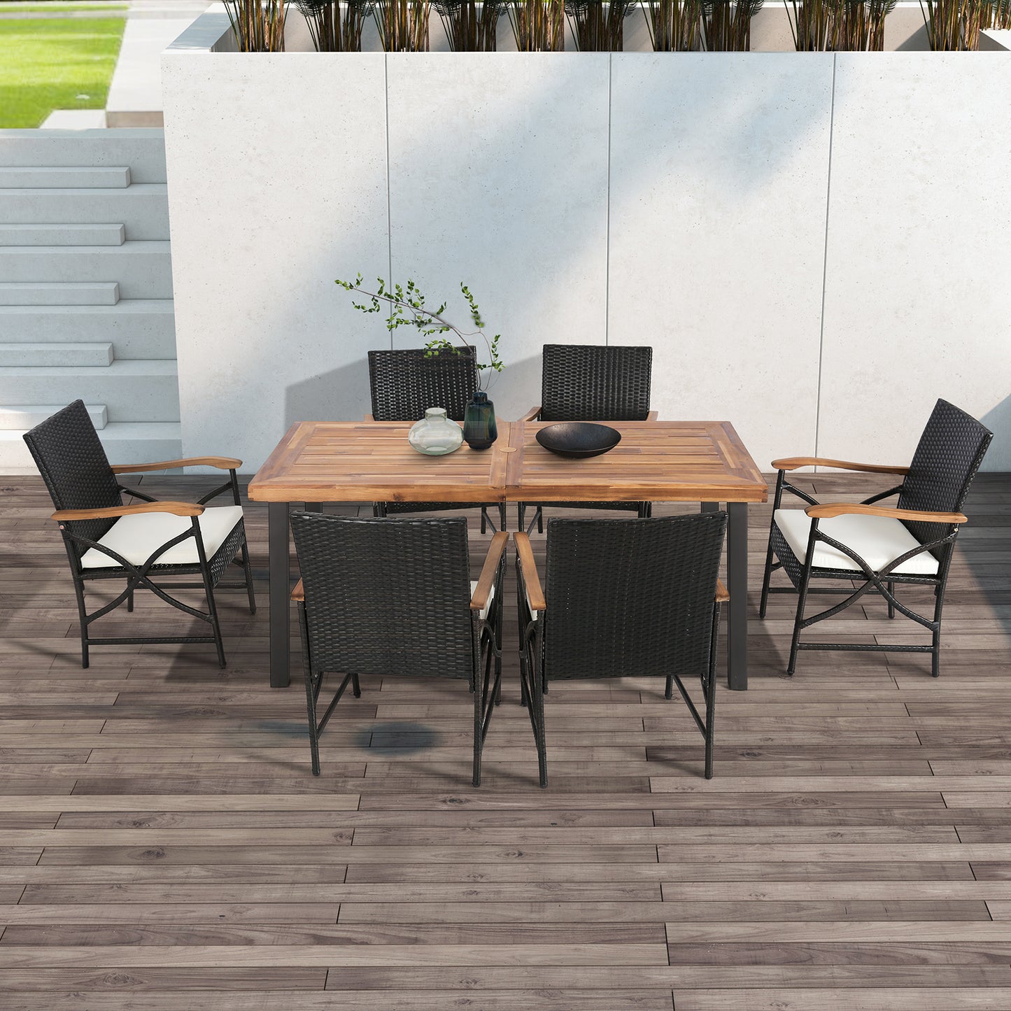 Patio Wicker Dining Chairs with Cushions - Set of 2/4