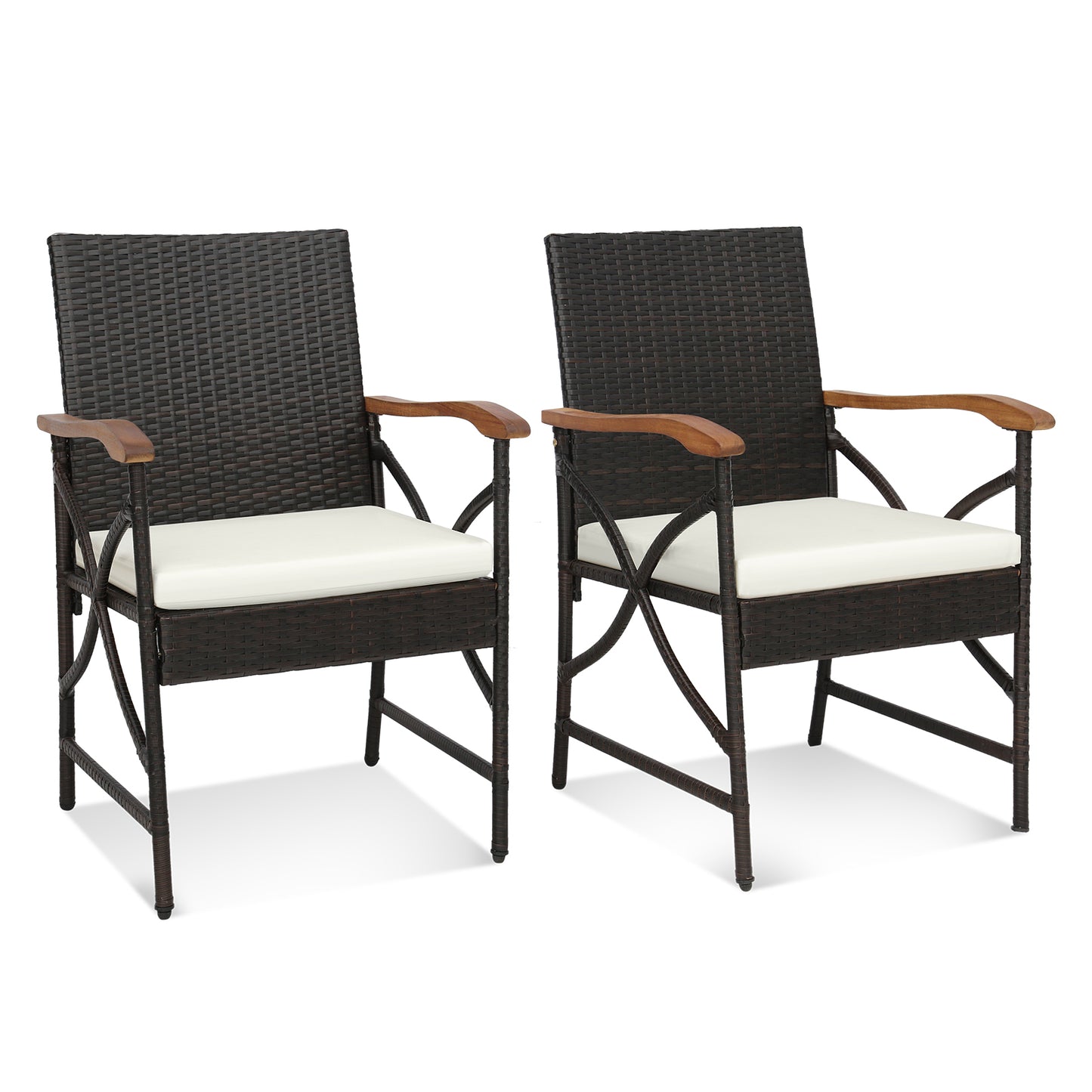 Patio Wicker Dining Chairs with Cushions - Set of 2/4