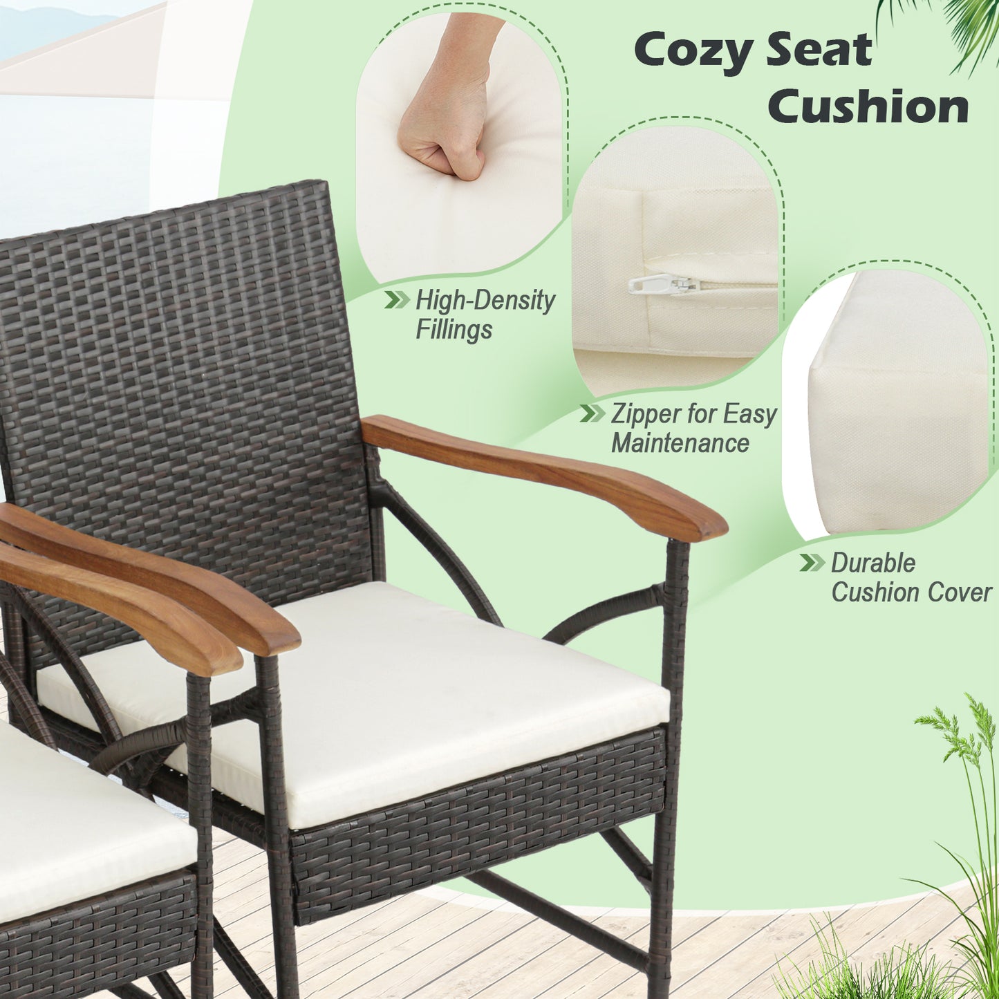Patio Wicker Dining Chairs with Cushions - Set of 2/4