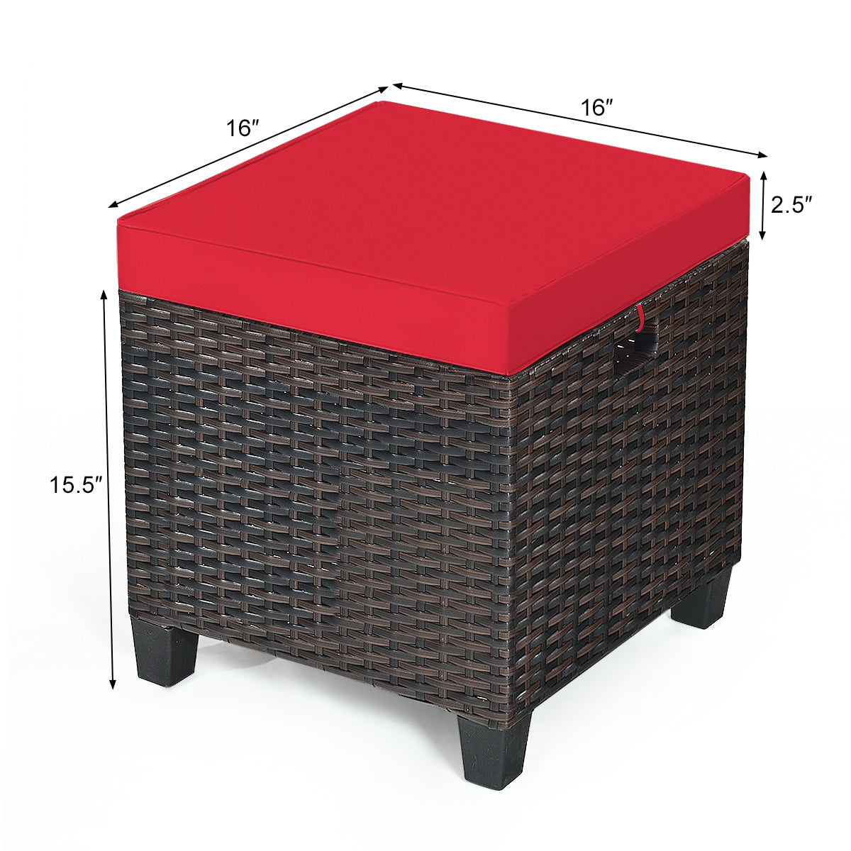 Patio Rattan Ottoman Set with Removable Cushions (2-Piece)