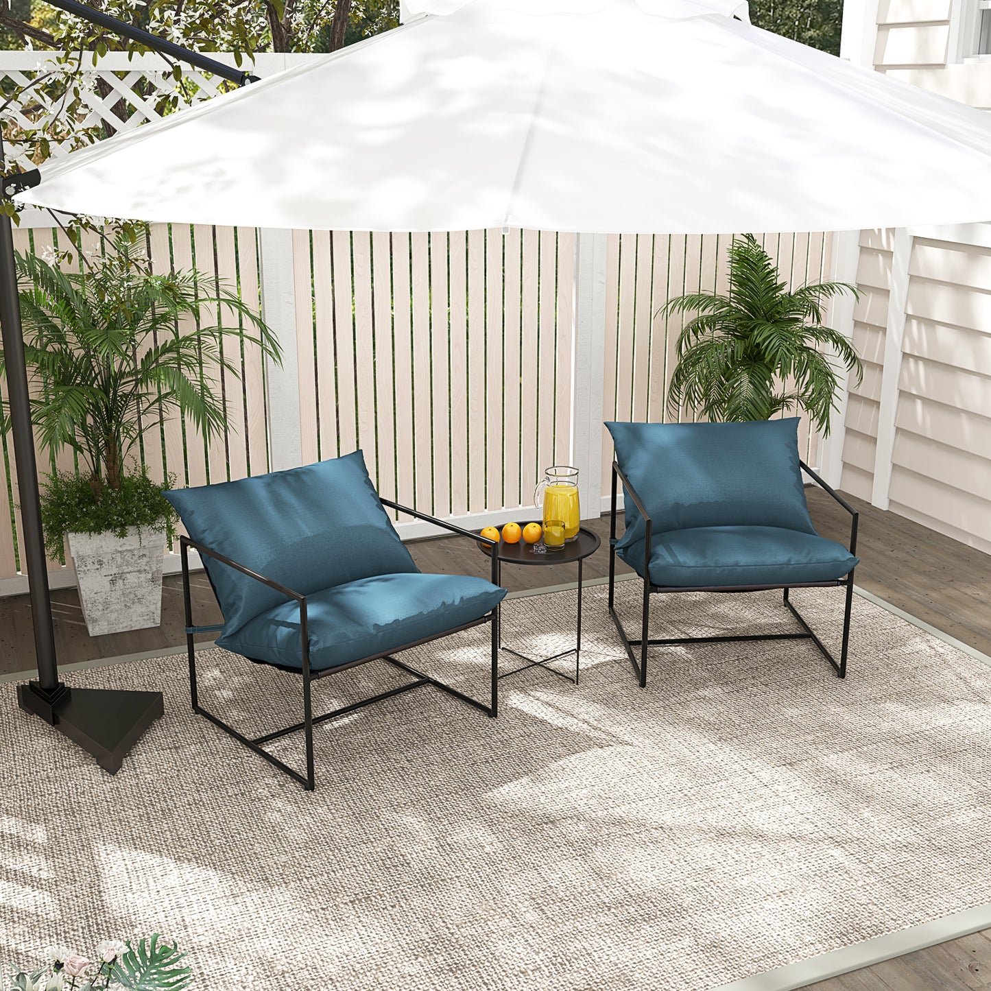 Sling Accent Chairs Set of 2 with Weatherproof Fabric