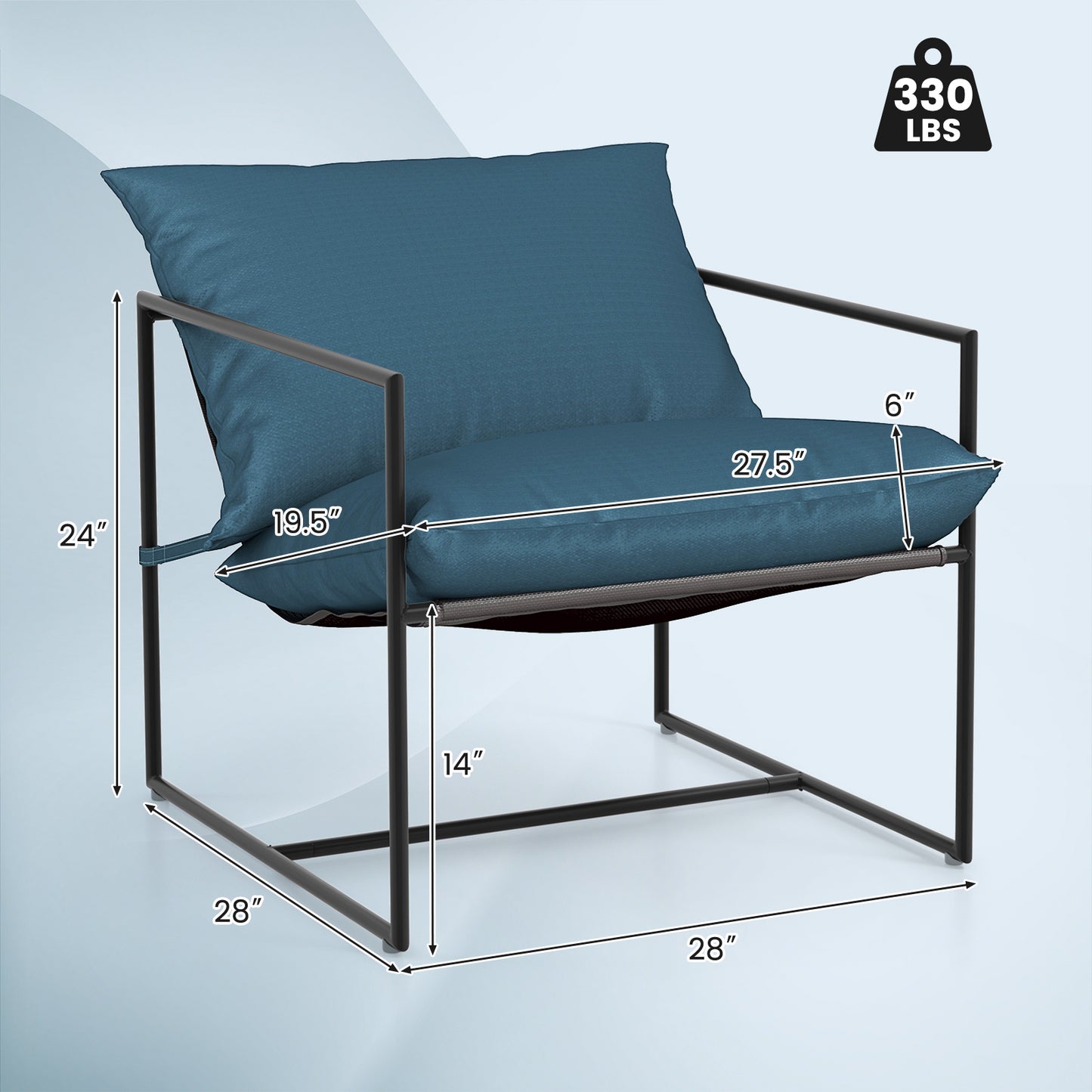 Sling Accent Chairs Set of 2 with Weatherproof Fabric