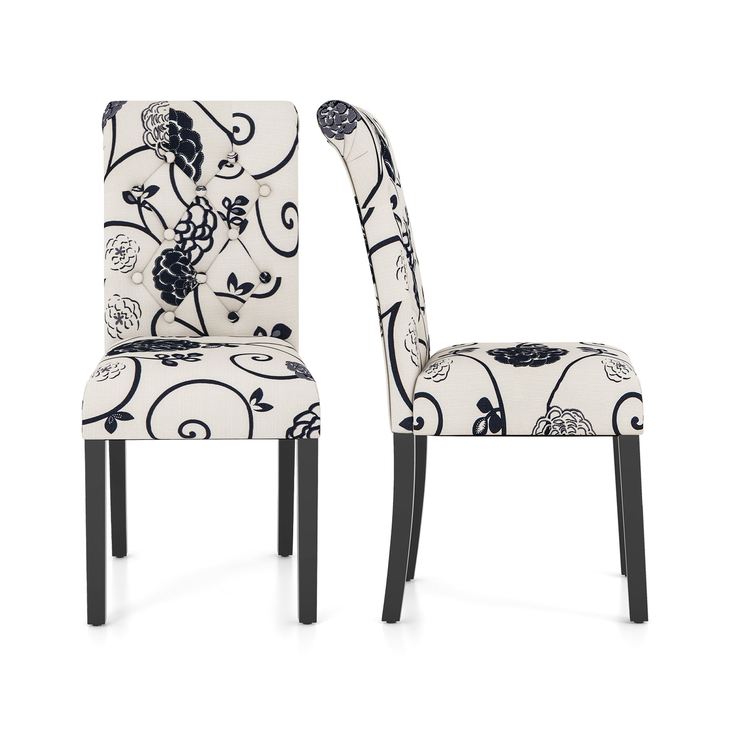 Tufted Dining Chairs Set of 2 with Adjustable Foot Pads