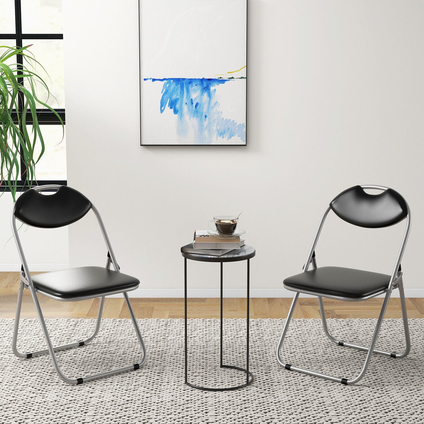 U-Shape Folding Chairs with Hollow Handle - Set of 6