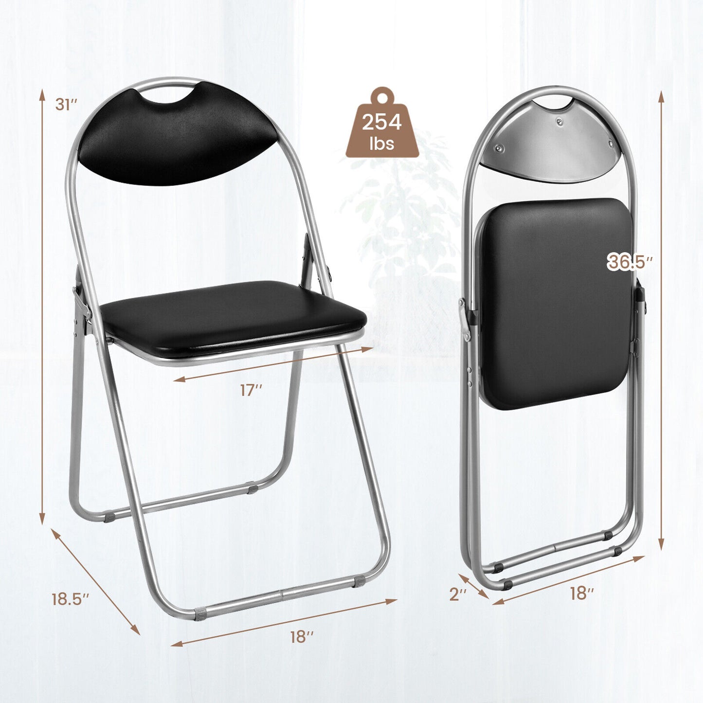 U-Shape Folding Chairs with Hollow Handle - Set of 6