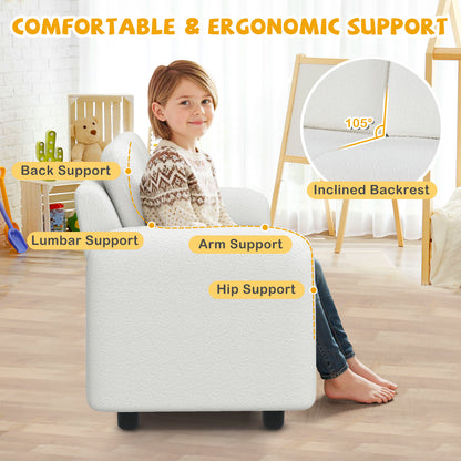 2-Seat Kids Sofa with Teddy Fleece Upholstery