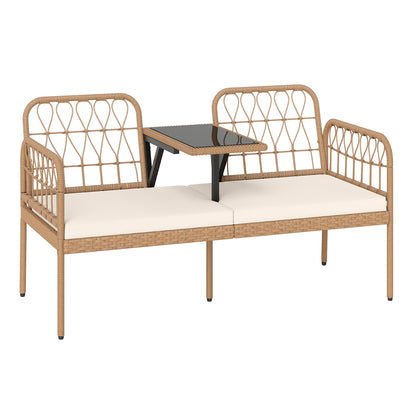 2-Seat Outdoor Loveseat with Built-In Coffee Table