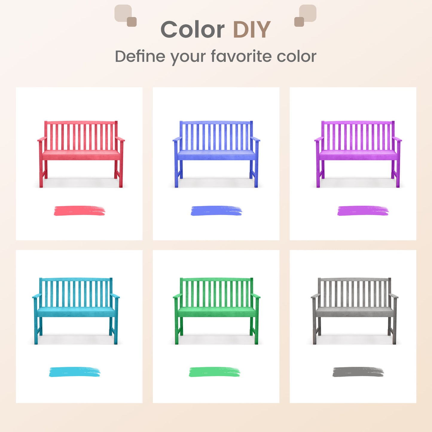 2-Seat Eucalyptus Wood Patio Bench with Armrests