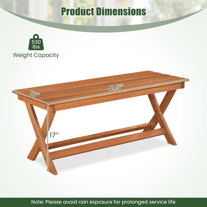 2-Seat Wooden Garden Patio Bench with X-Shaped Legs