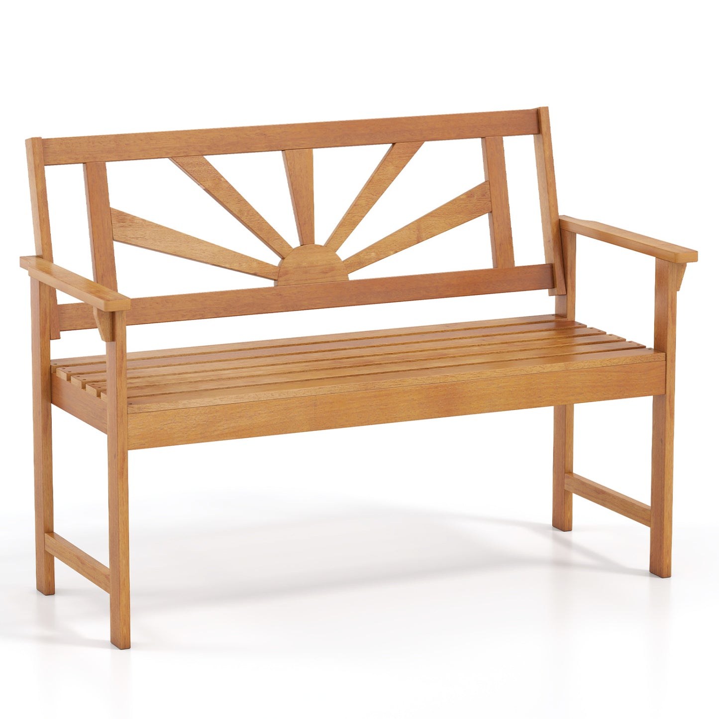 2-Seater Acacia Wood Loveseat Bench with Backrest