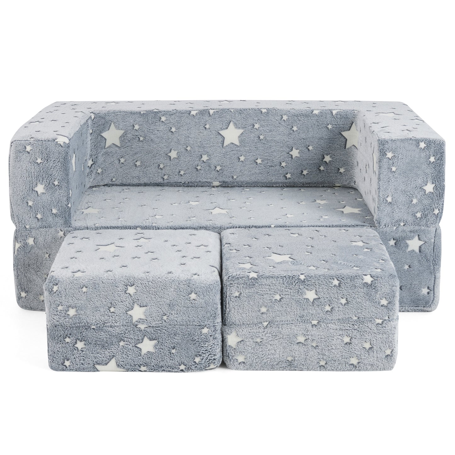 Kids Play Couch 2-Seater with Washable Flannel Cover