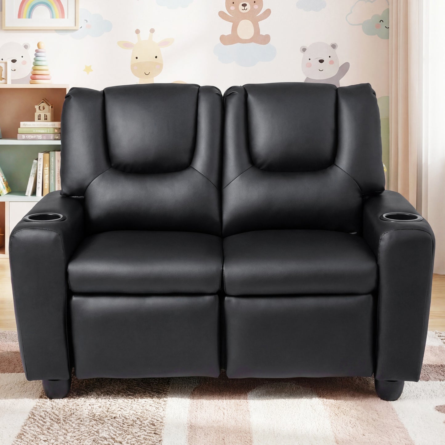 Kids Double Recliner Sofa with Cup Holders - 2 Seater