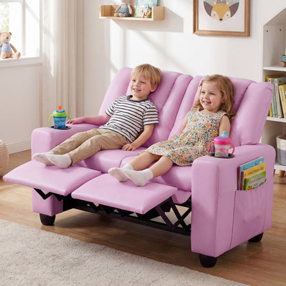 Kids Double Recliner Sofa with Cup Holders - 2 Seater