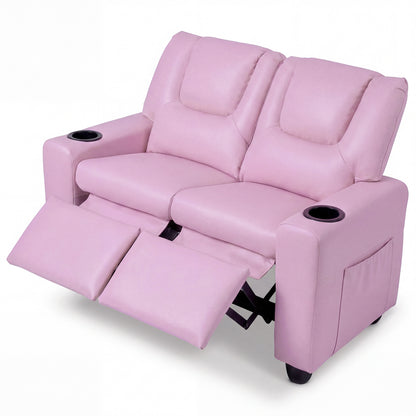 Kids Double Recliner Sofa with Cup Holders - 2 Seater