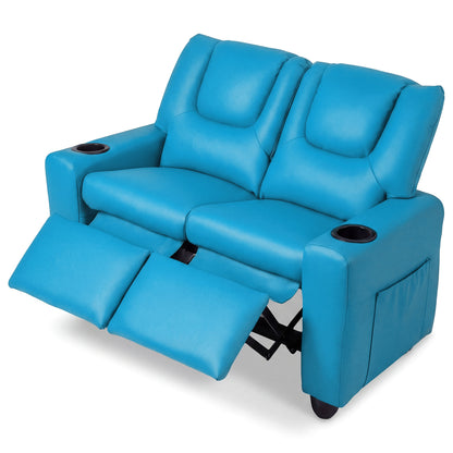 Kids Double Recliner Sofa with Cup Holders - 2 Seater