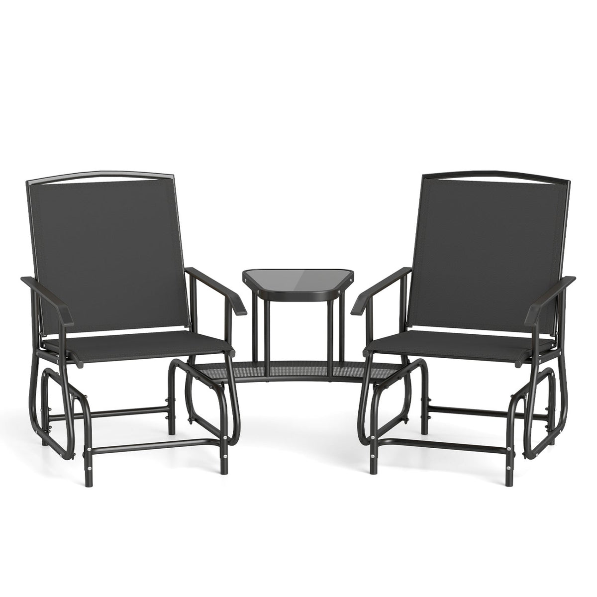 2-Seater Outdoor Glider Bench with Center Table