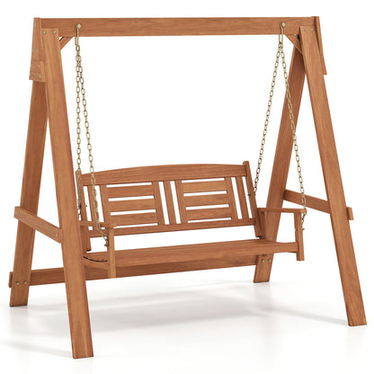 2-Seater Porch Swing with Stand and Adjustable Chains