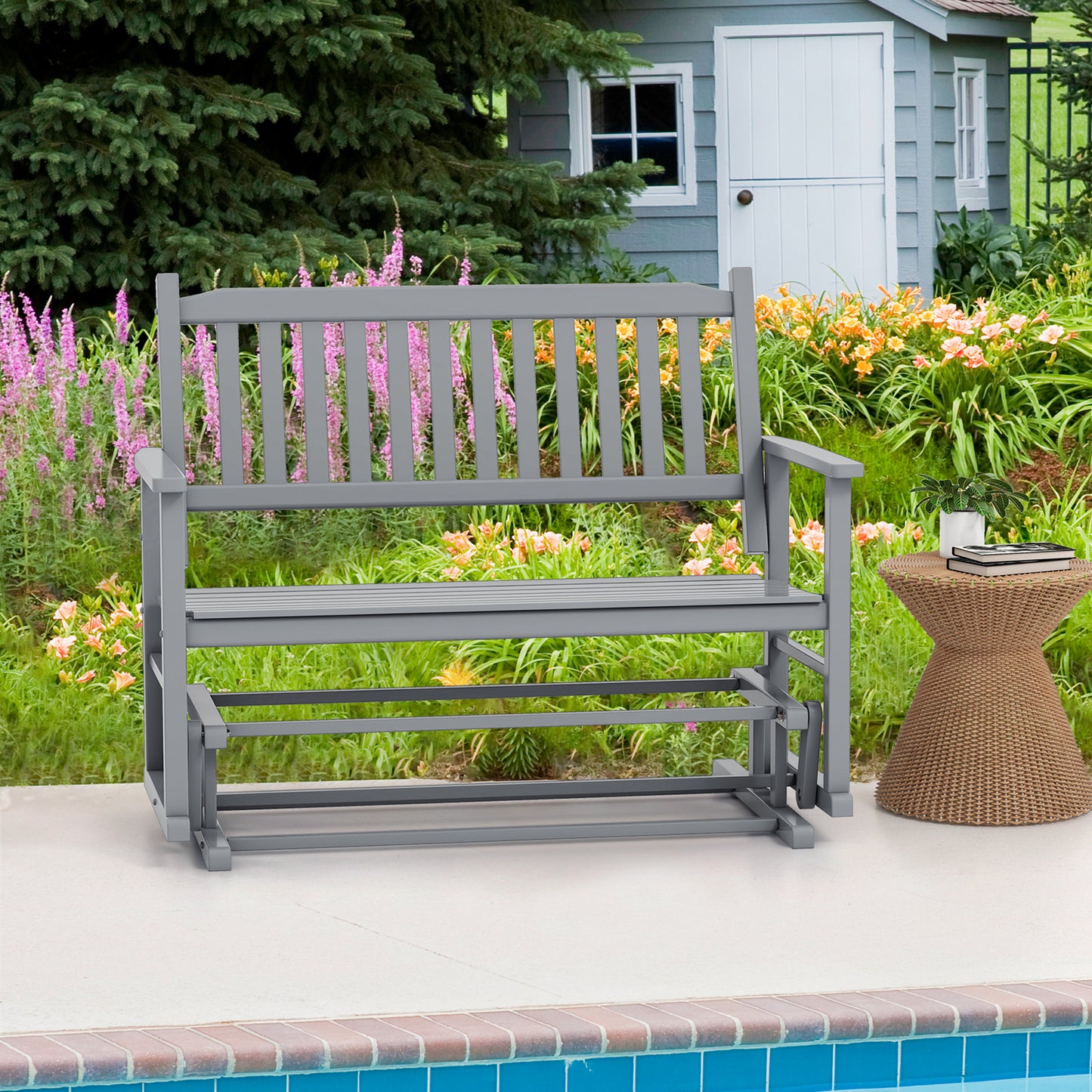 Outdoor Glider Bench 2-Seat with Armrests