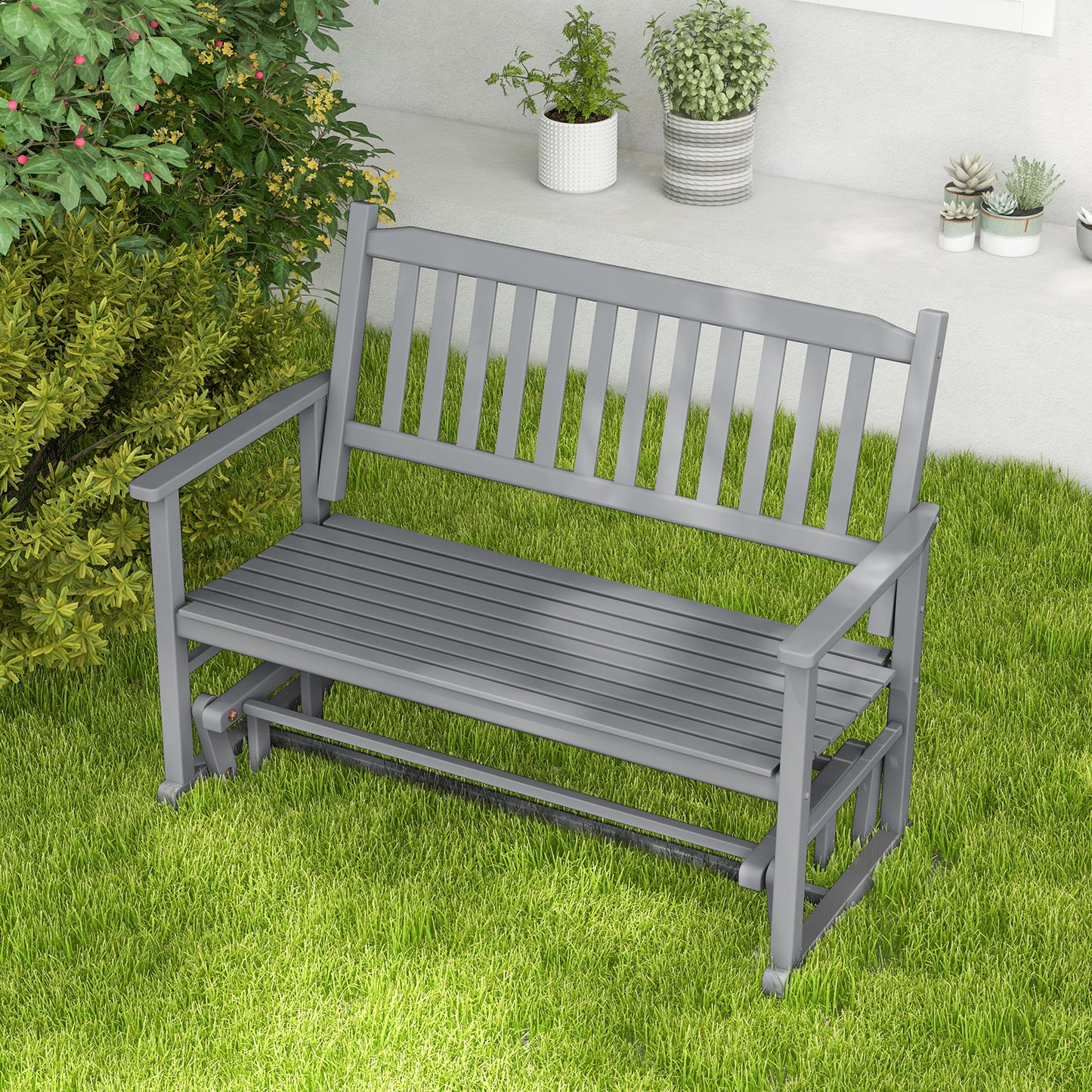 Outdoor Glider Bench 2-Seat with Armrests