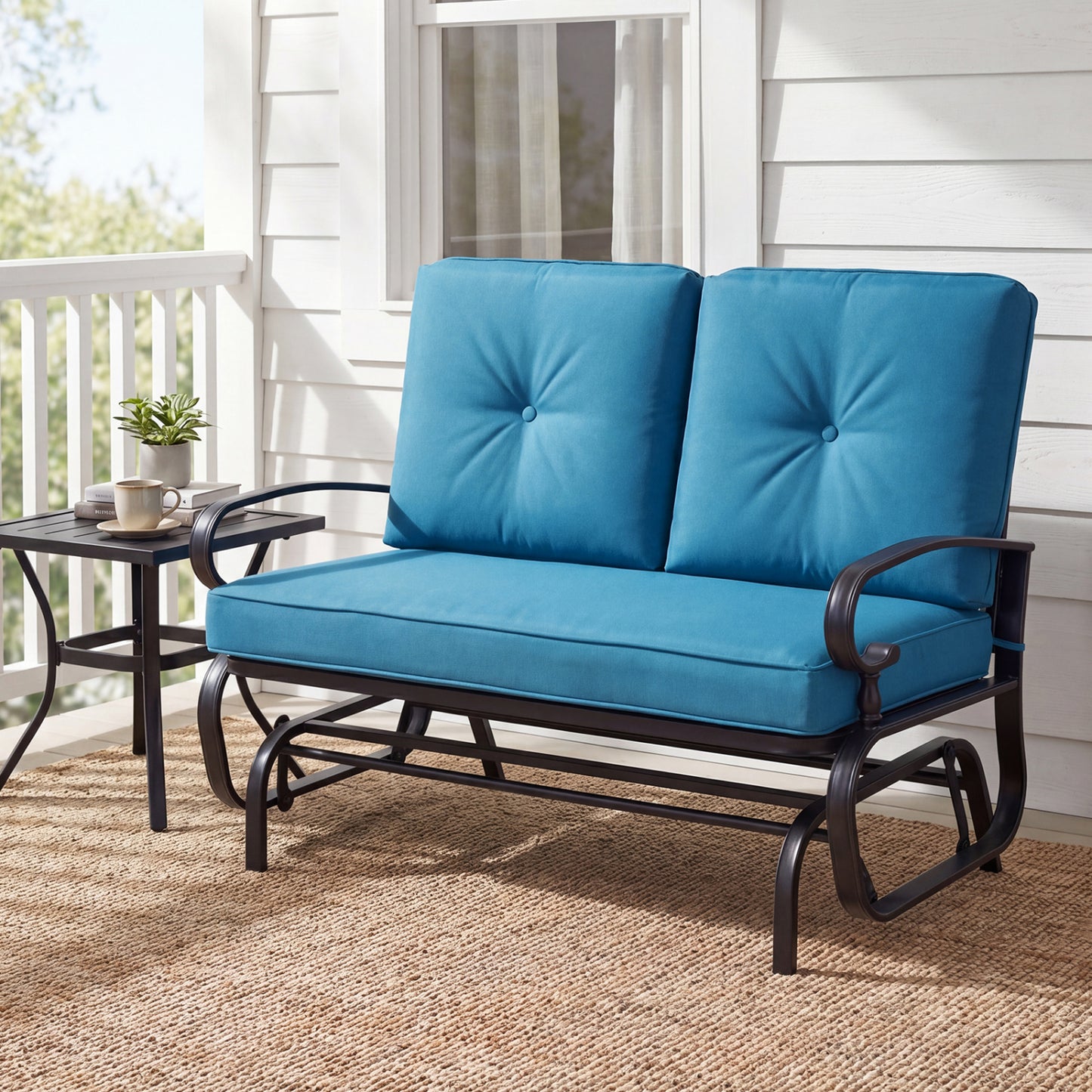 2-Seat Outdoor Swing Glider Chair with Cushions