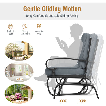 2-Seat Outdoor Swing Glider Chair with Cushions