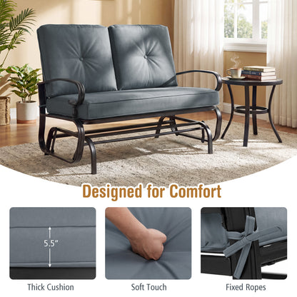 2-Seat Outdoor Swing Glider Chair with Cushions