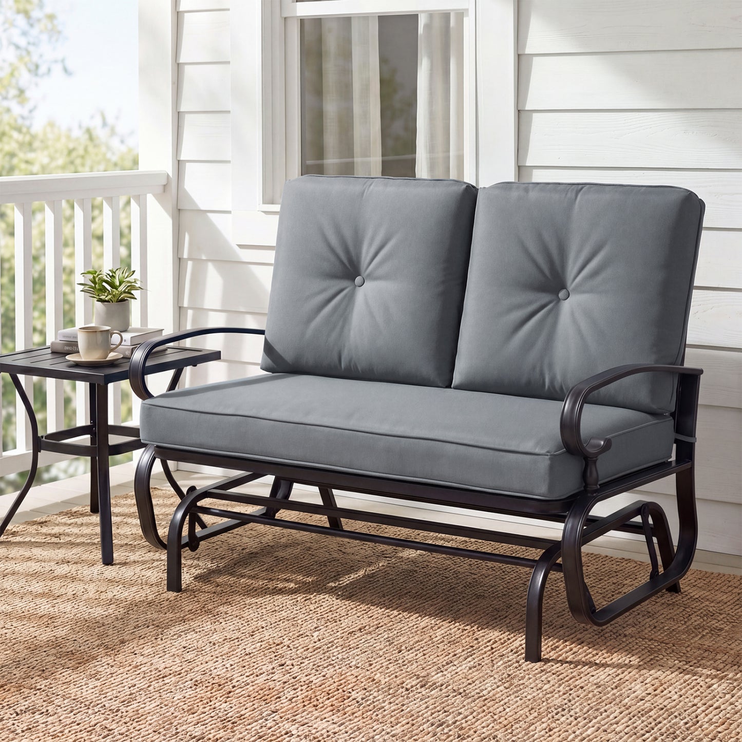 2-Seat Outdoor Swing Glider Chair with Cushions