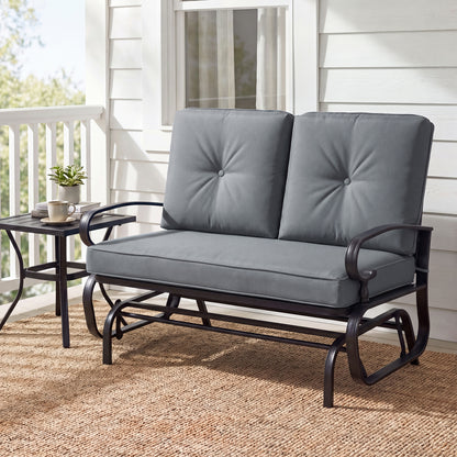 2-Seat Outdoor Swing Glider Chair with Cushions